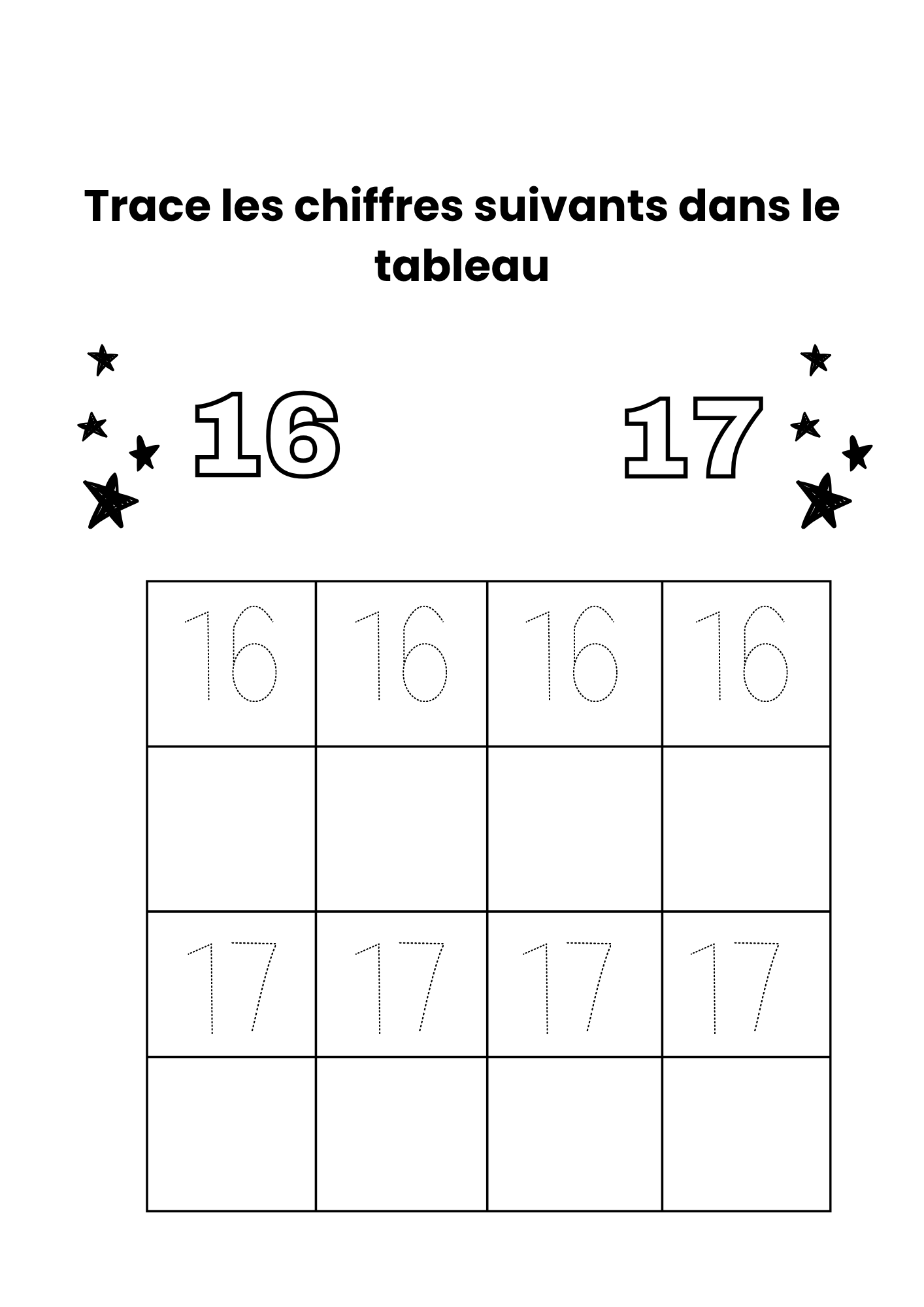 Tracing and Coloring numbers 1-20