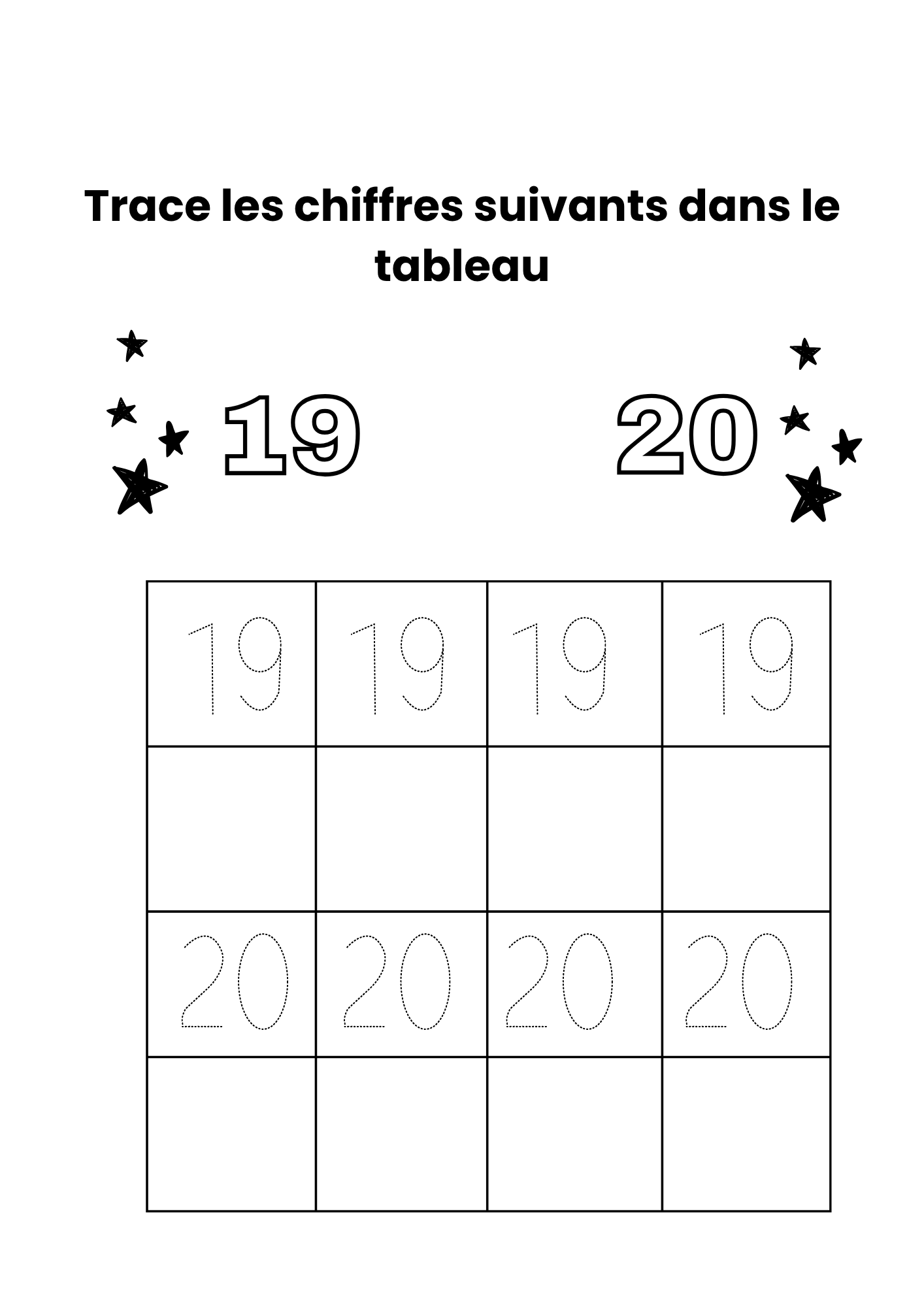 Tracing and Coloring numbers 1-20